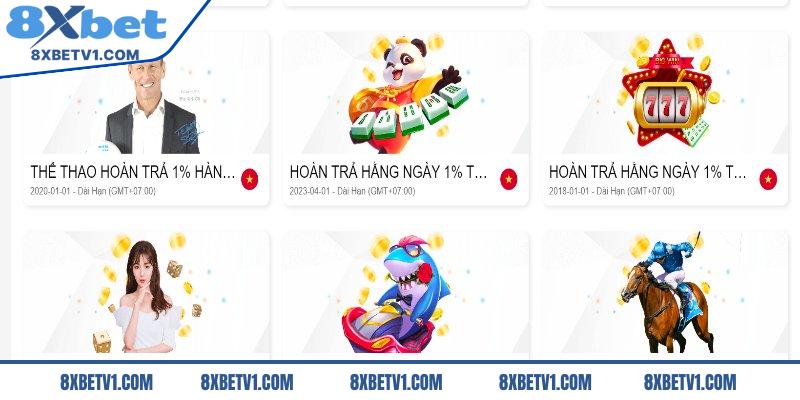 Điểm danh một số chương trình hoàn trả khuyến mãi 8Xbet