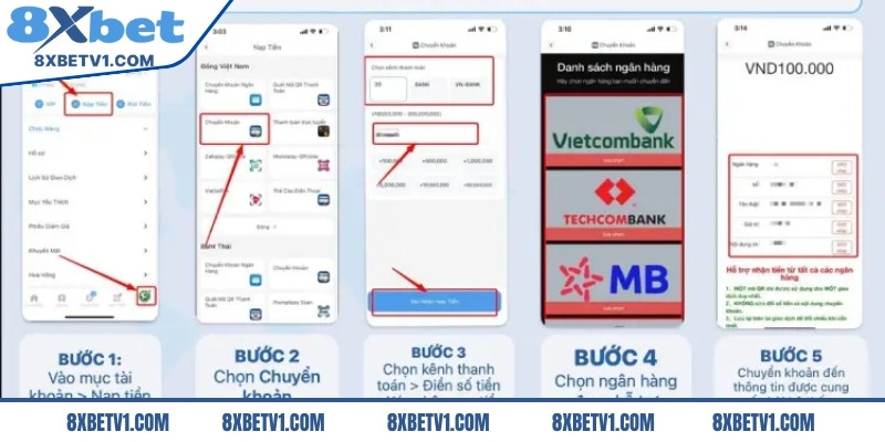 Những hình thức nạp tiền 8Xbet phổ biến